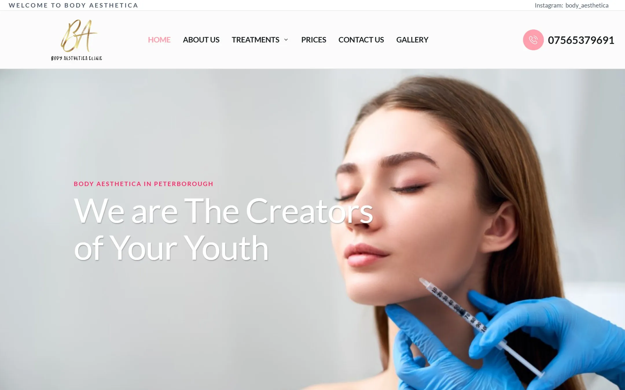 Homepage of the Body Aesthetica website