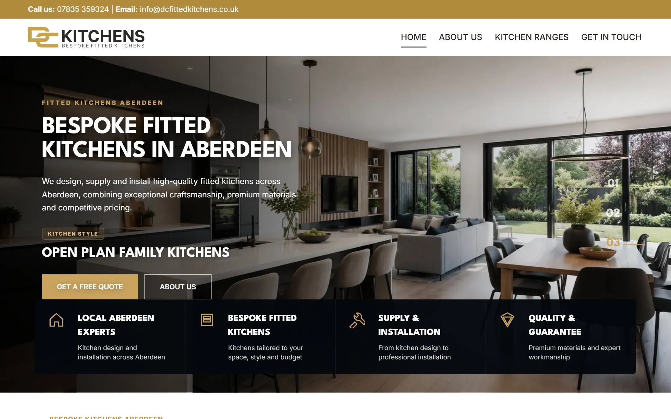 Homepage of the DC Fitted Kitchens website