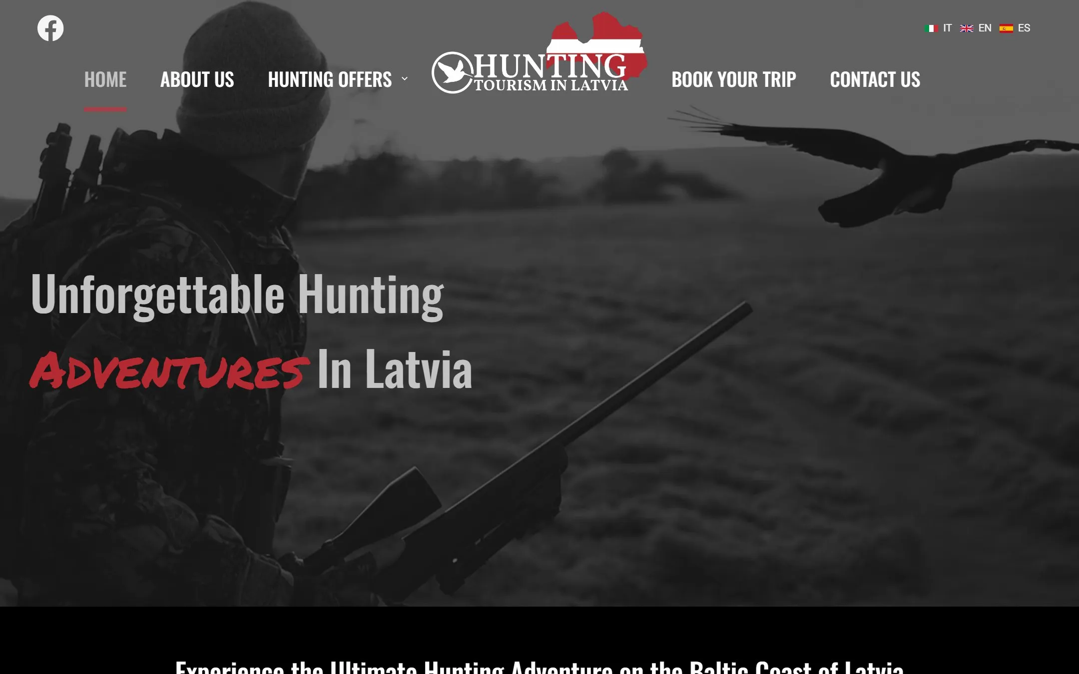 Homepage of the Hunting Tourism in Latvia website