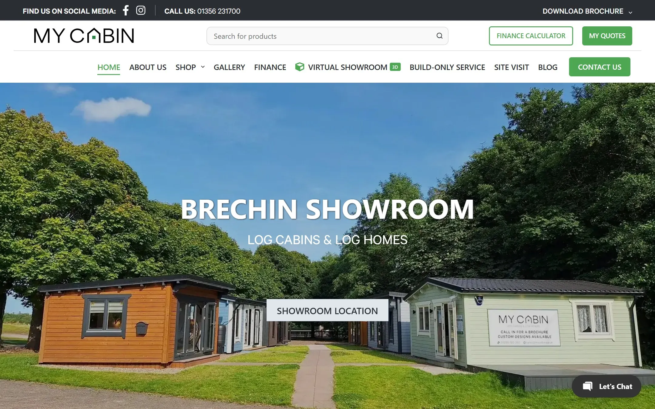Homepage of the MyCabin website