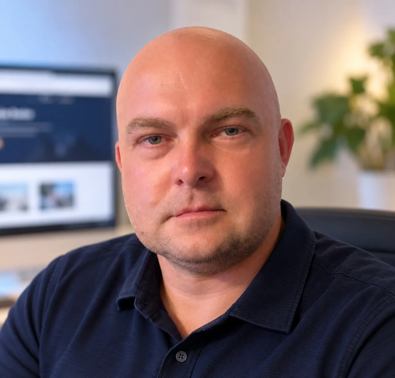 Pavel, founder of AP Web Studio, at his desk